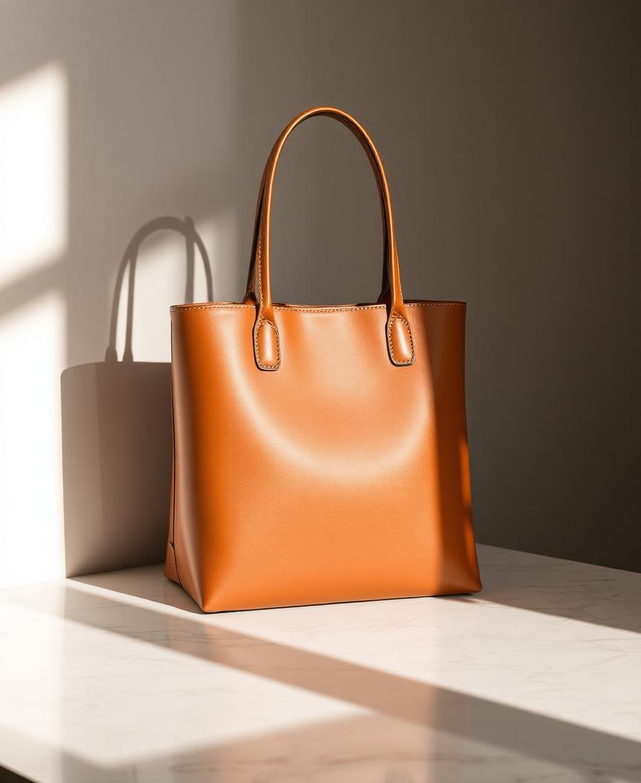 Bolsa tote em couro caramelo