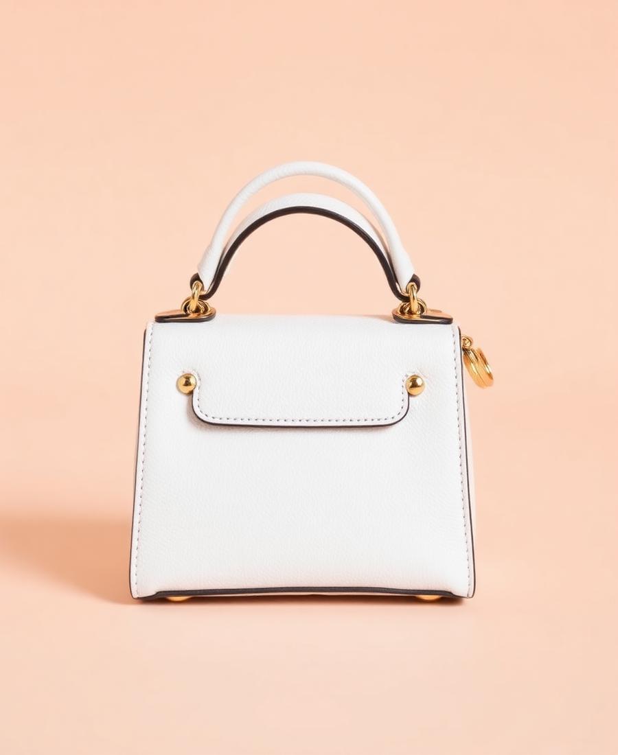Mini bag branca com detalhes dourados